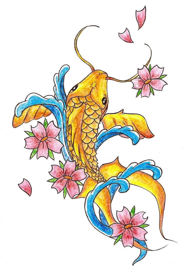 koi fish tattoo sketch by