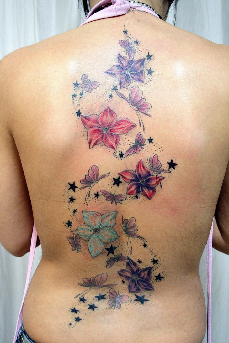 Butterflies And Flowers Tattoos