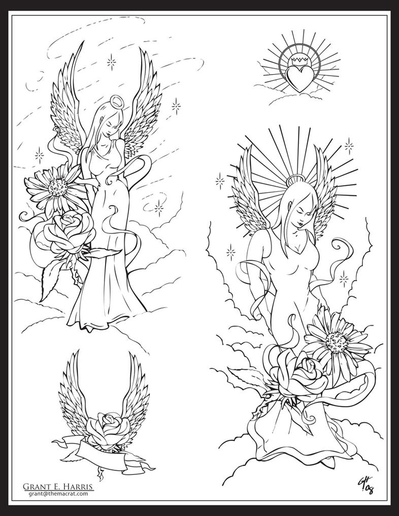 Angel Tattoo Flash by
