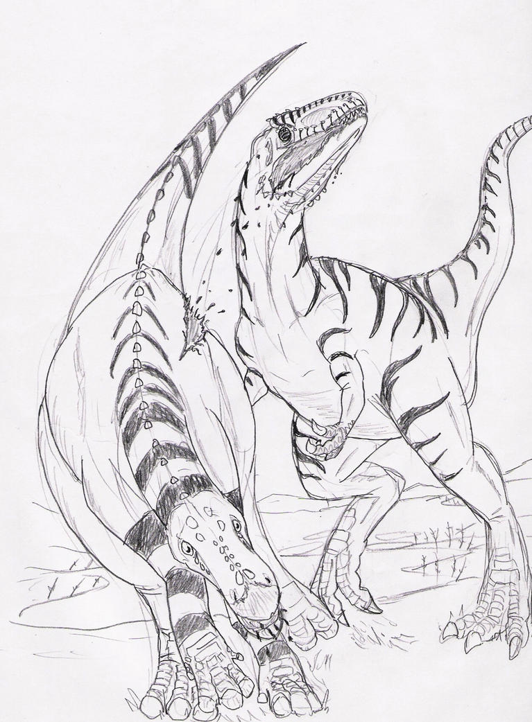 Allosaurus vs Camptosaurus by hyphenatedsuperhero