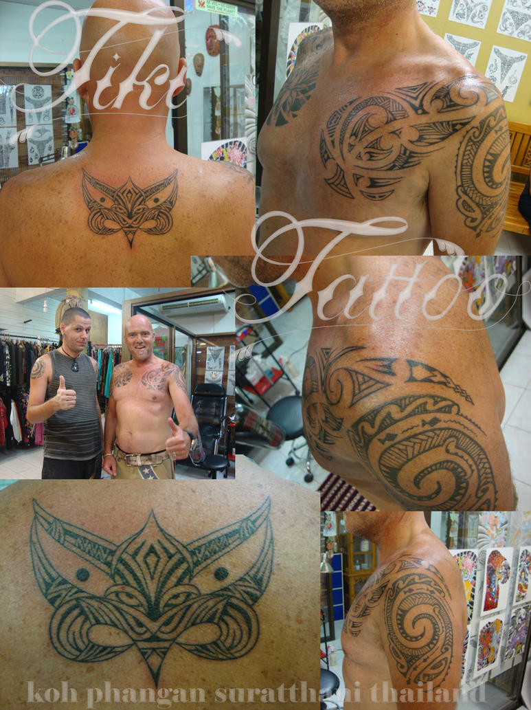 Maori style tiki and chest - chest tattoo
