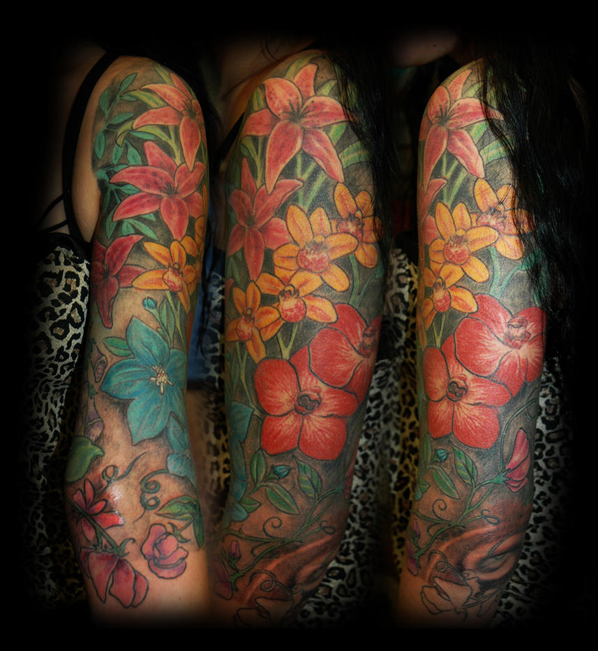Flower sleeve | Tattoo Ideas | Pinterest