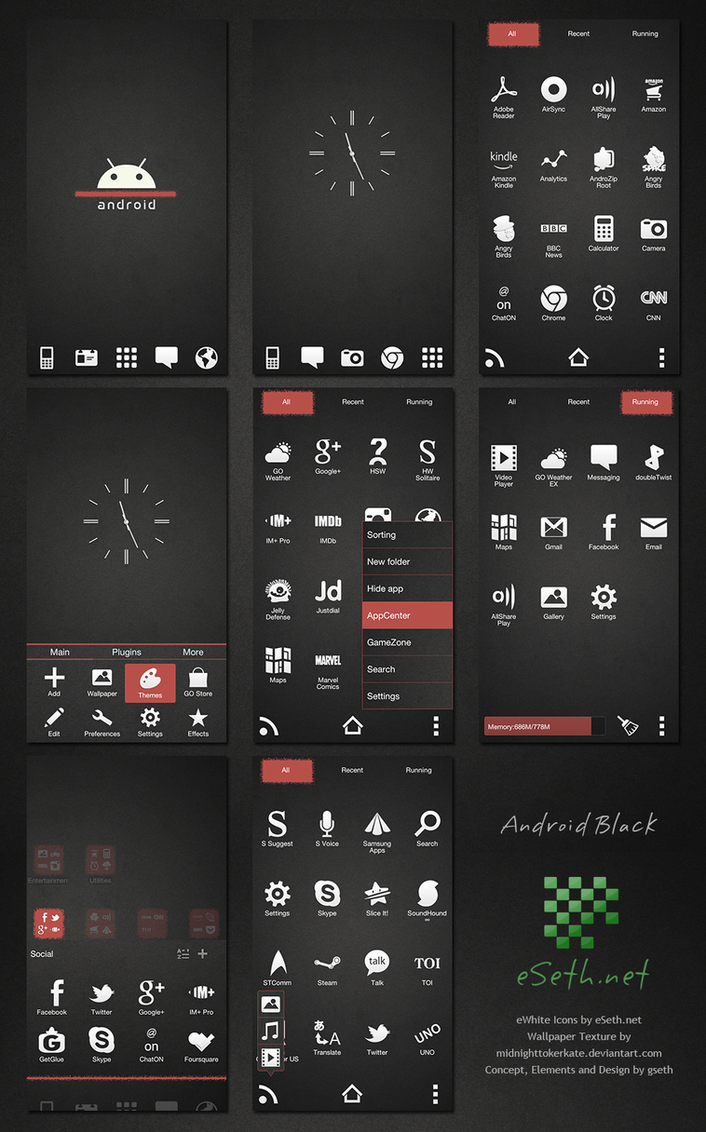 Android Black v2 Go Launcher EX Theme by gseth on DeviantArt