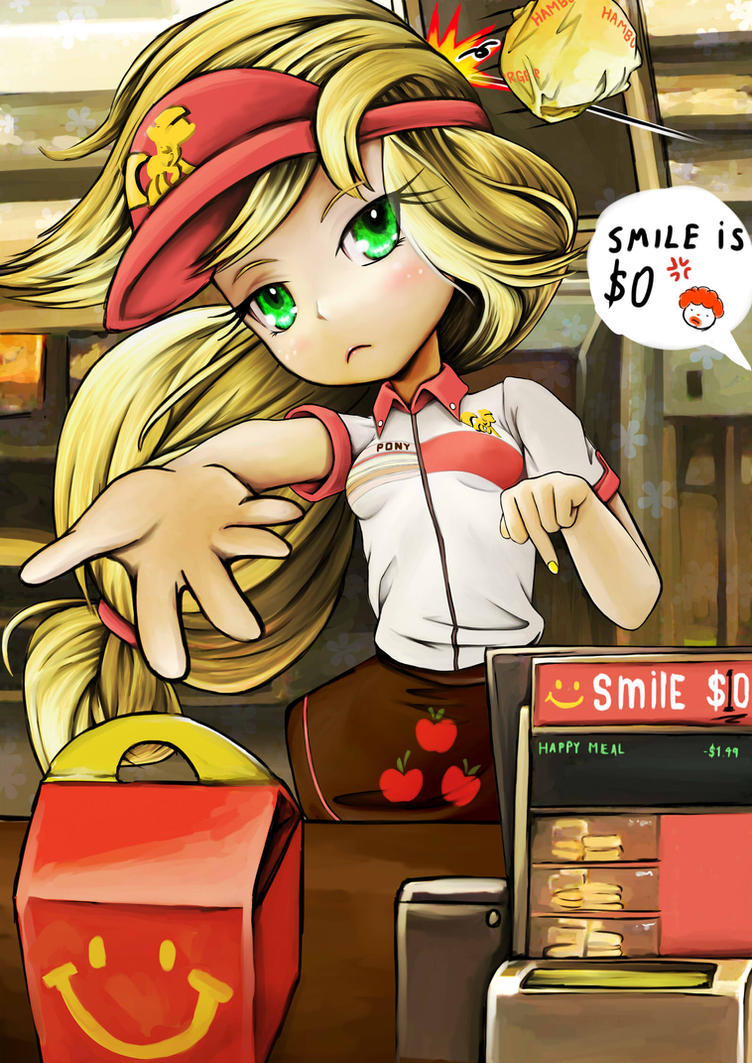 mlp_applejack_human_happy_meal_and_smile