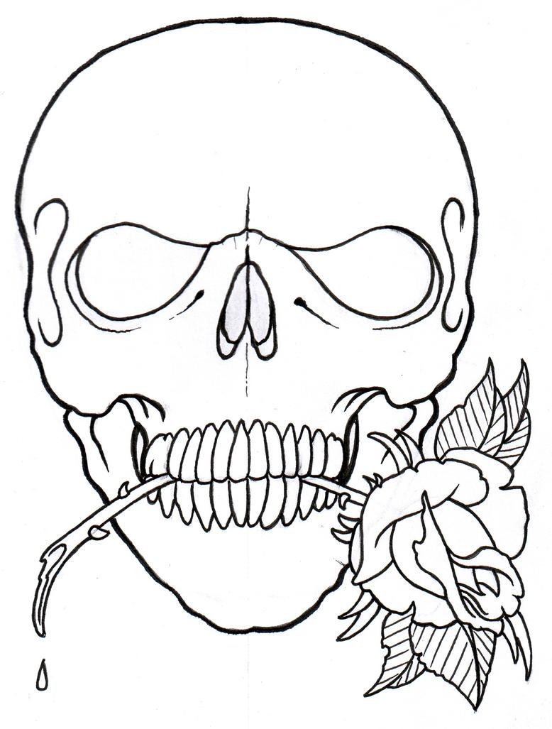 Skull And Rose Outline by vikingtattoo on DeviantArt