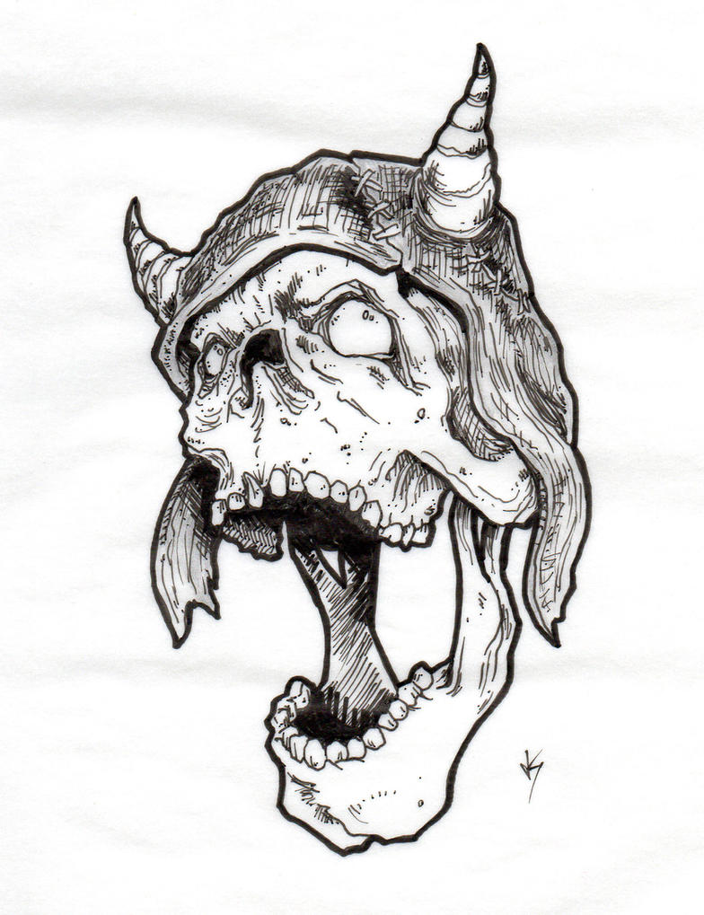 viking skull tattoo by