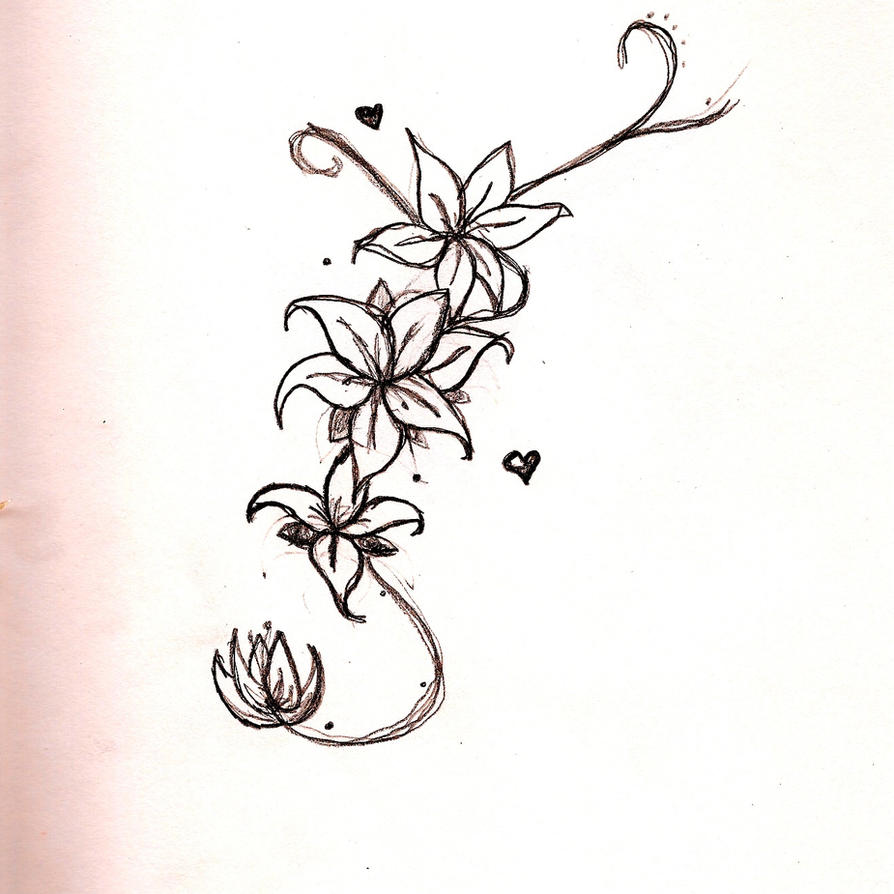 Long Flower Design | Flower Tattoo