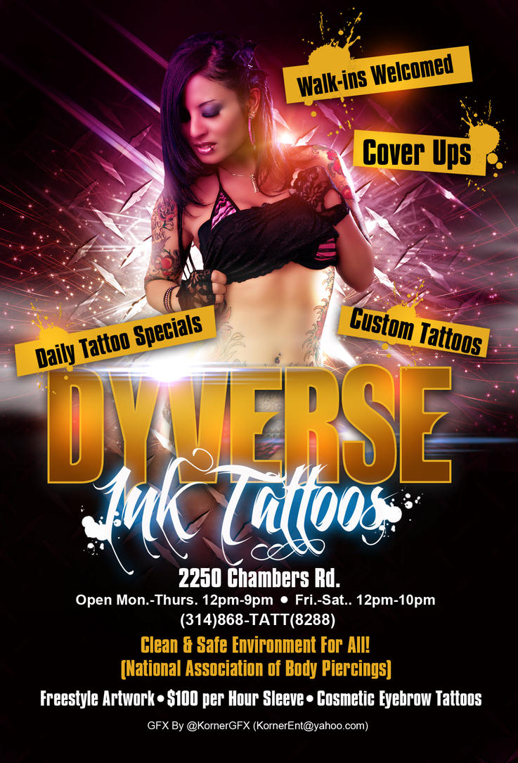 Dyverse Ink Tattoos Flyer 2 by