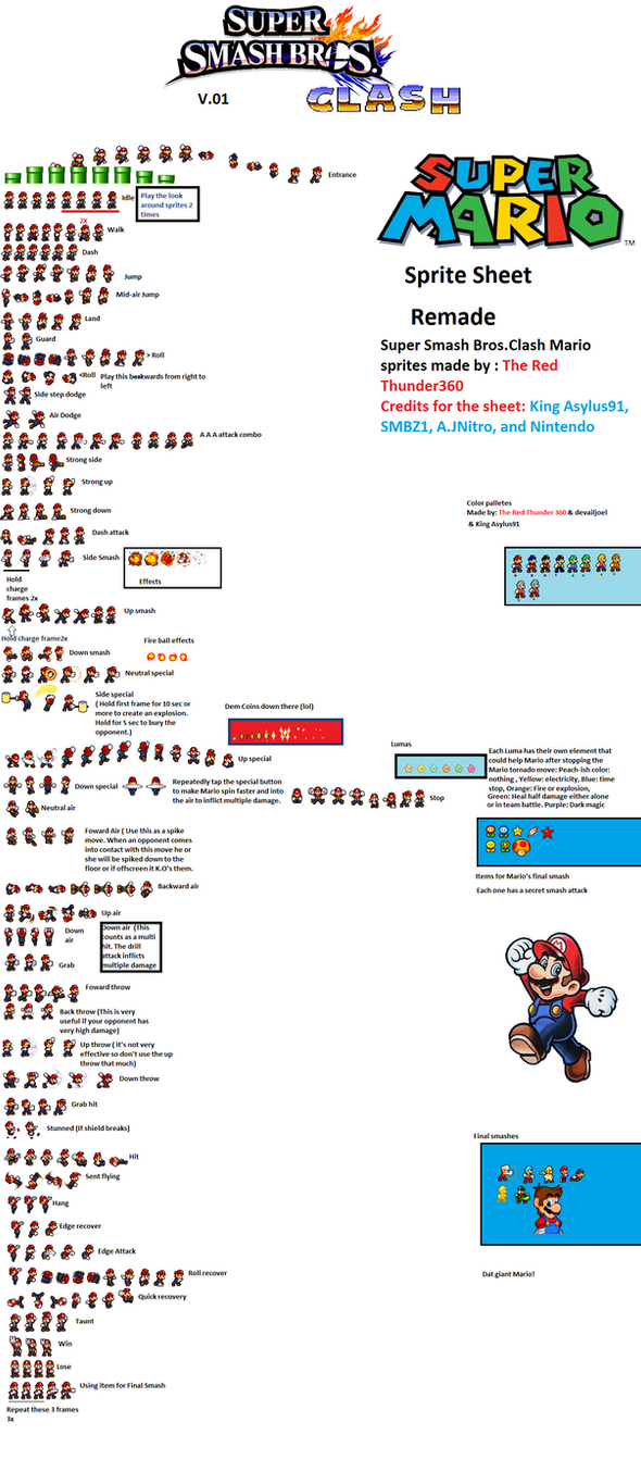 Super Smash Bros.Clash Mario sprites by TheRedThunder360 on DeviantArt