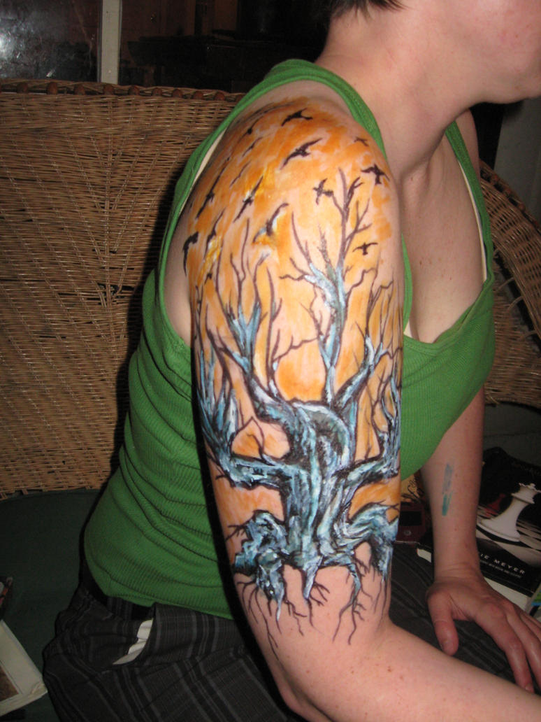 Tree tattoo cover up by