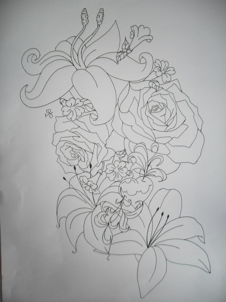 Drawing Flower Outline Tattoo Designs
