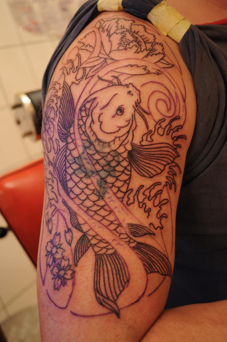Koi Fish Cover Up Outlines by