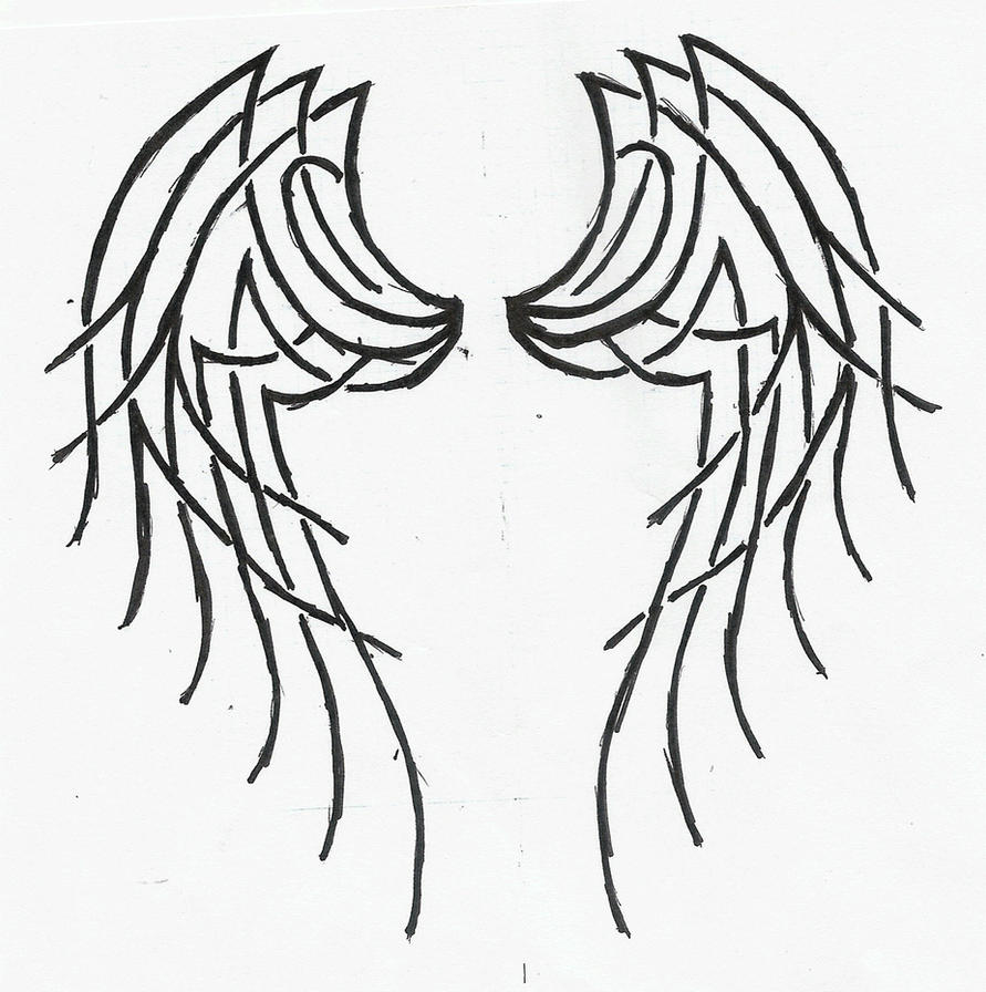 tribal angel wings tattoo by