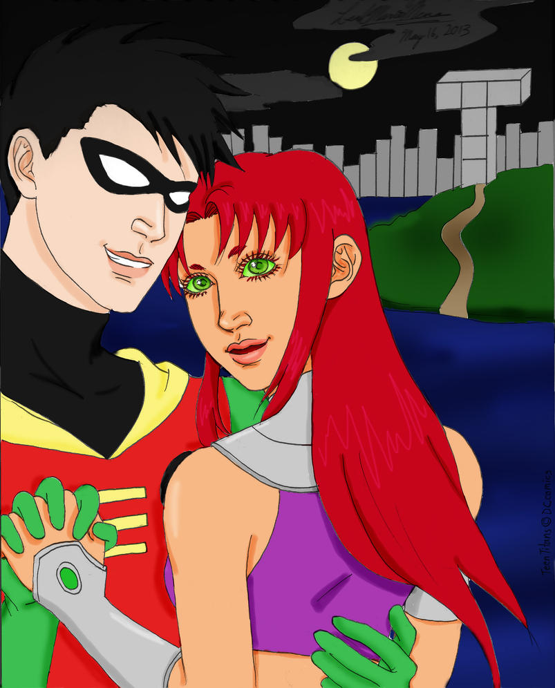 Robin and Starfire in Love by FuSSsL.deviantart.com on 