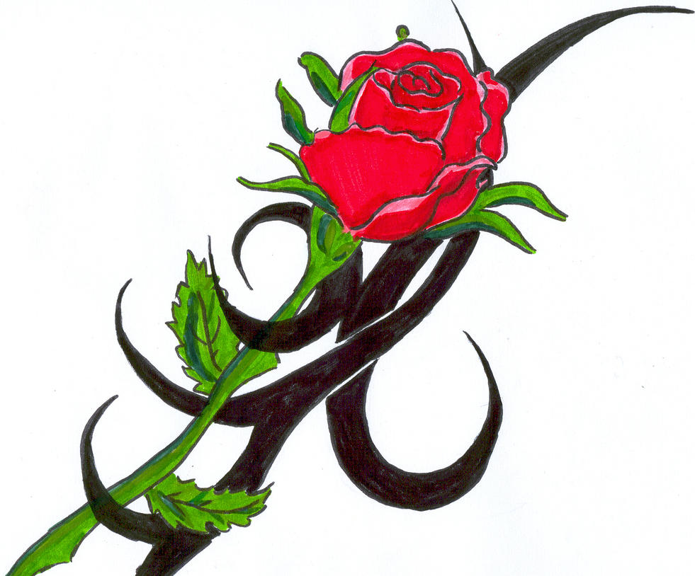 Single Rose Tattoo Design