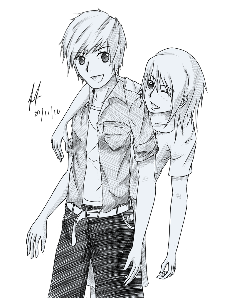 Anime Girl And Boy Holding Hands Drawing Anime Girl And Boy Holding Love
