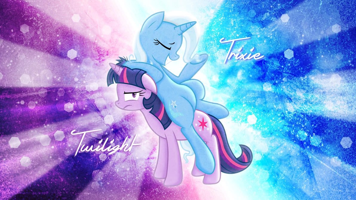 trixie_and_twilight_wallpaper_by_aloopyd